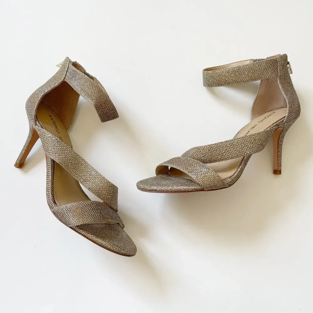 Antonio Melani Gold Shimmer Leather Jaydyn Sandal